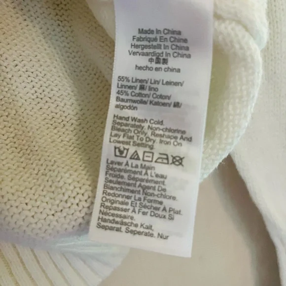 J. Crew Linen White Nautical Coastal Prep Nautical Martha’s Vineyard Sweater M - Picture 3 of 6